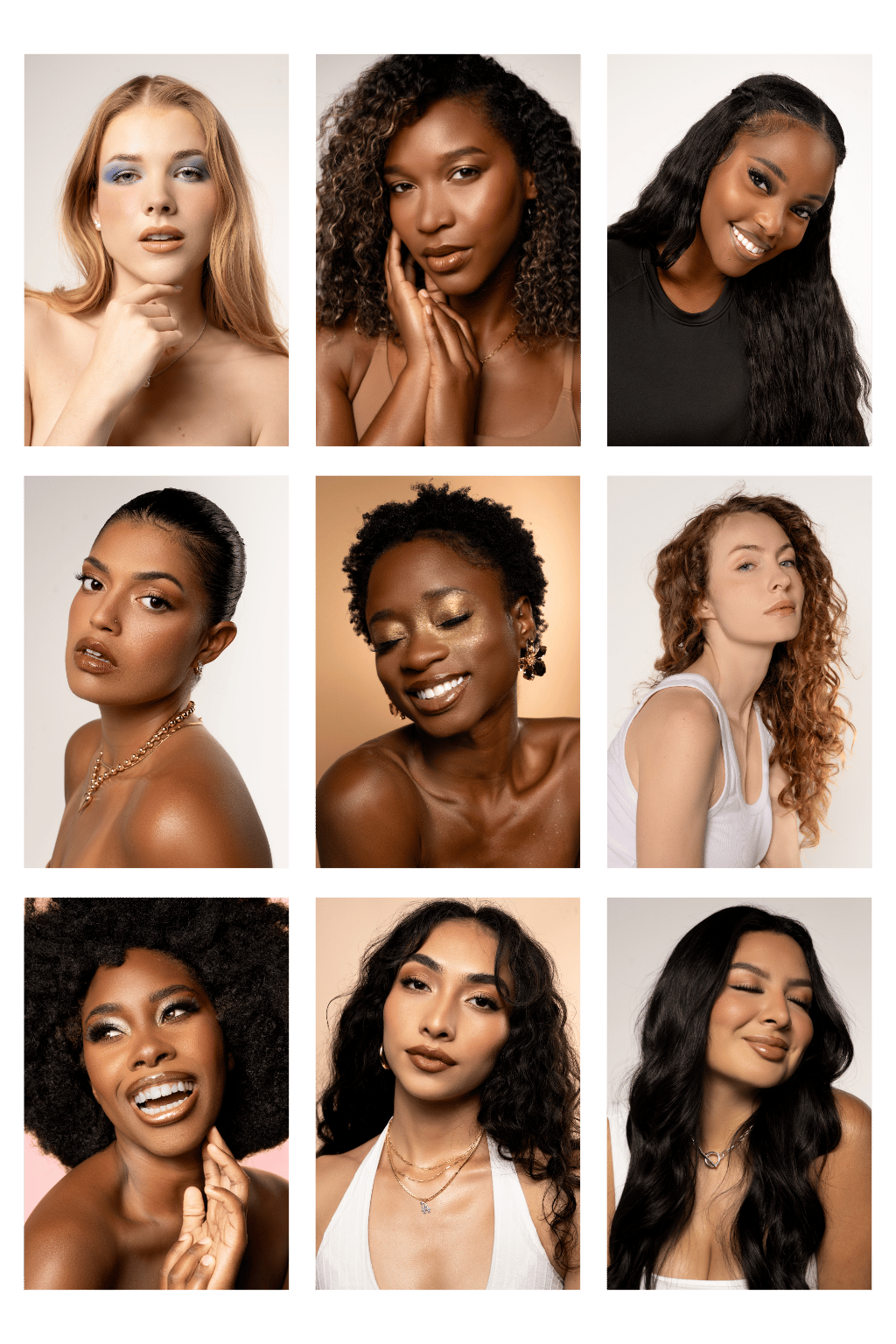Grid of the beauty editorial's models