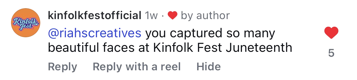 Instagram comment from kinfolkfestofficial
