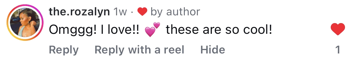 Instagram comment from the.rozalyn